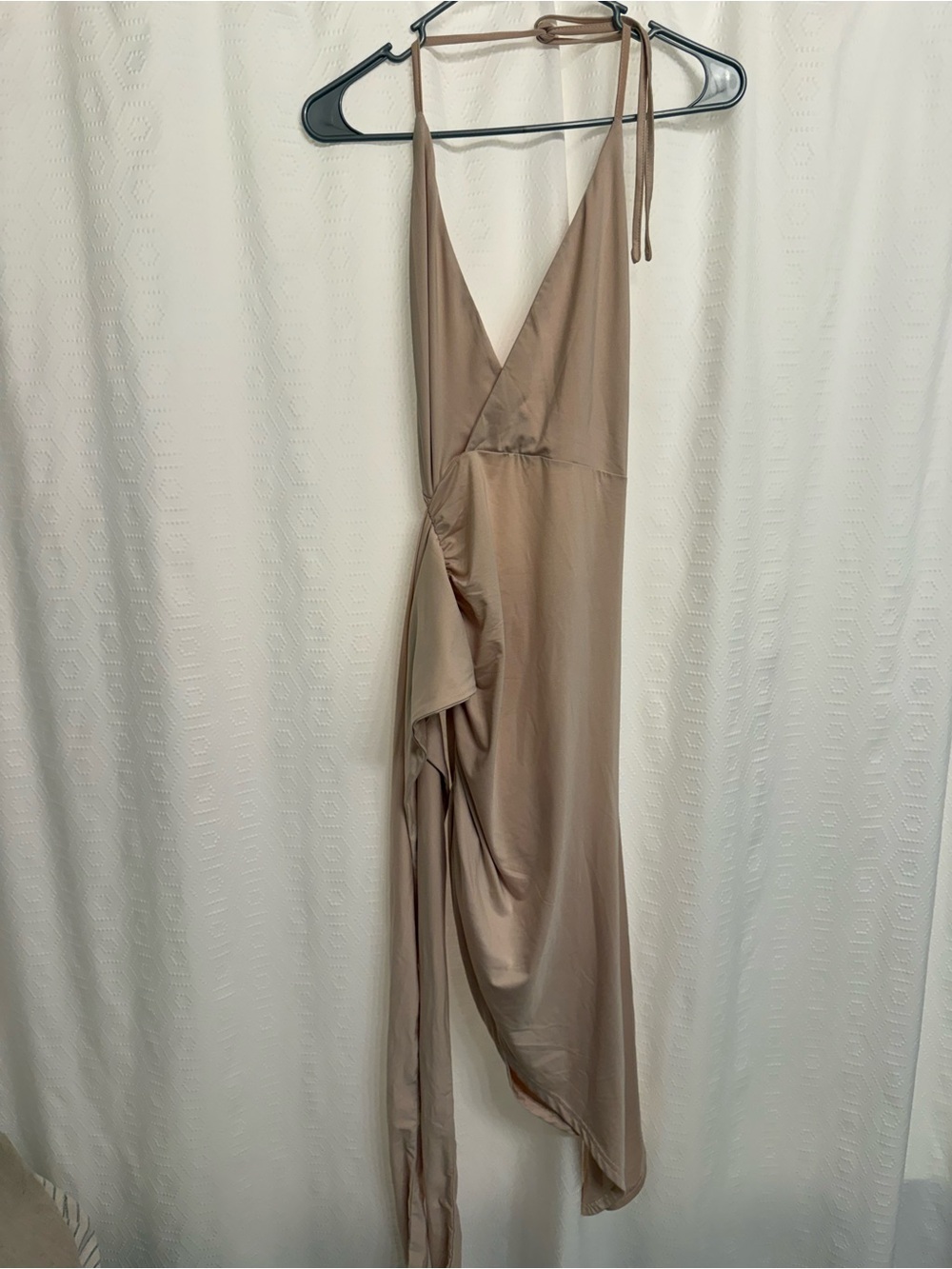 Source Unknown Taupe Asymmetrical Halter Dress
